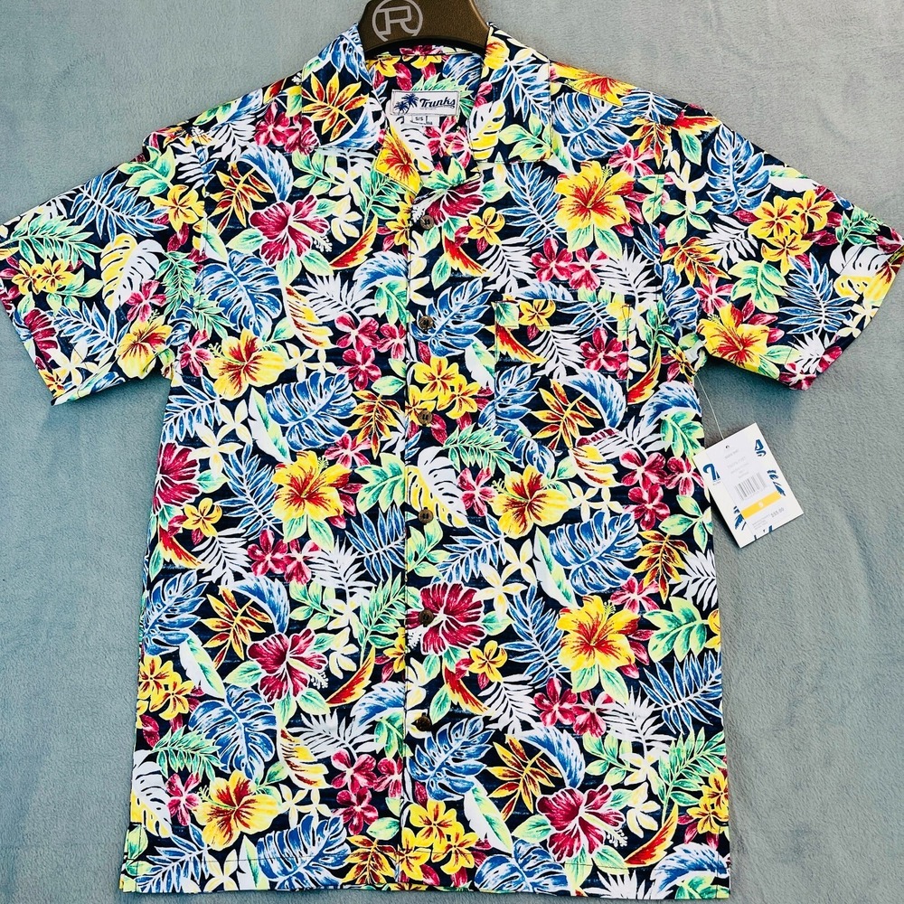 Mens Hawaiian Beach Shirt Sz Small Brightly Colored Bold Floral NORDSTROM New WT